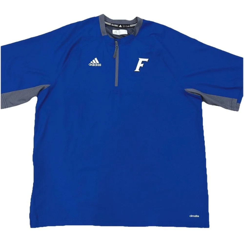 Adidas Climalite 1/4 Zip Pullover Men's XL Blue Short‎ Sleeve Golf Shirt  F Logo